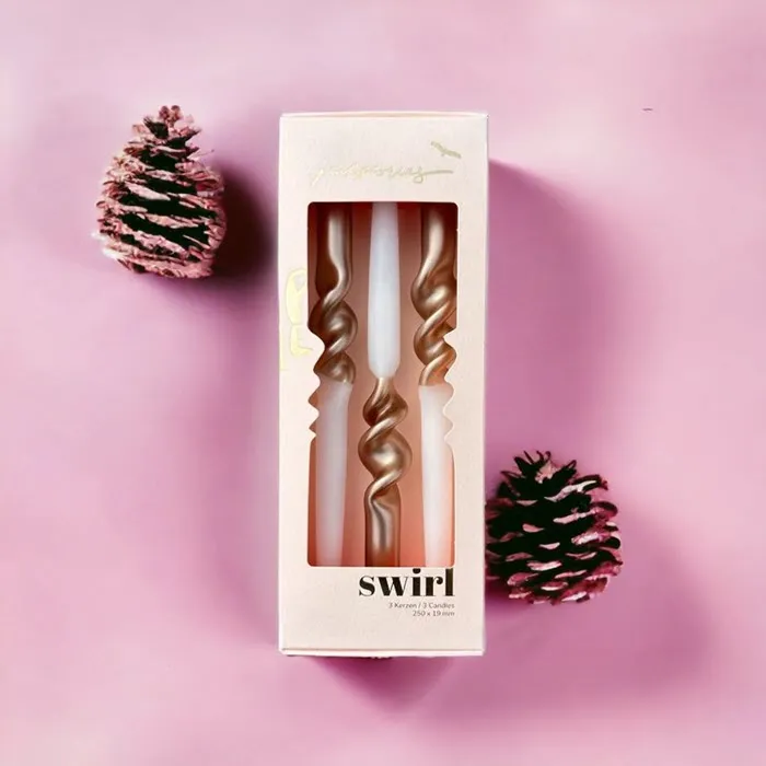 3er-Set Kerzen Dip Dye Swirl «Ballett Slippers» von Pink Stories