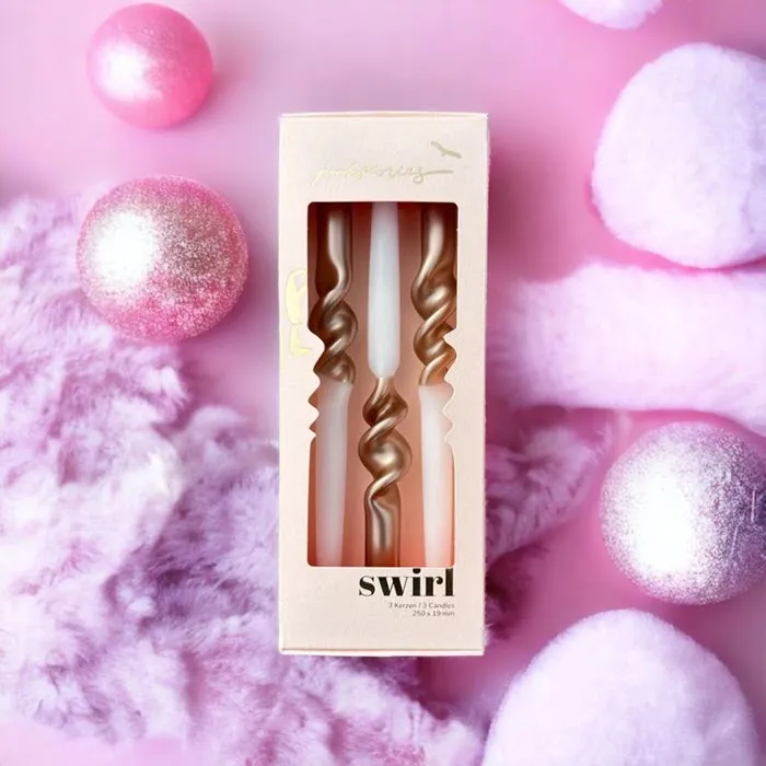 3er-Set Kerzen Dip Dye Swirl «Ballett Slippers» von Pink Stories