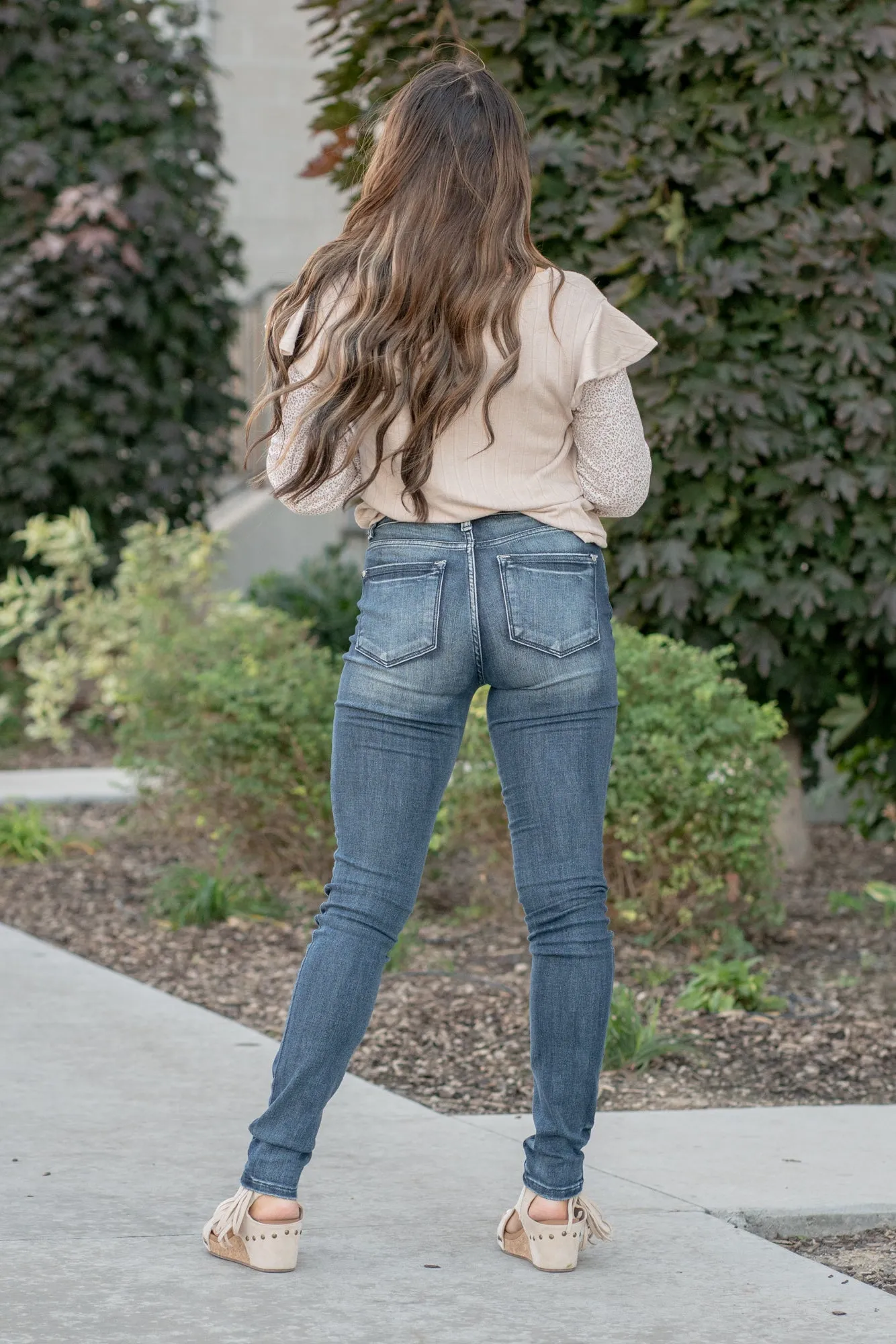 Abigail Pin Tack Mid Rise Skinny (Long Option)