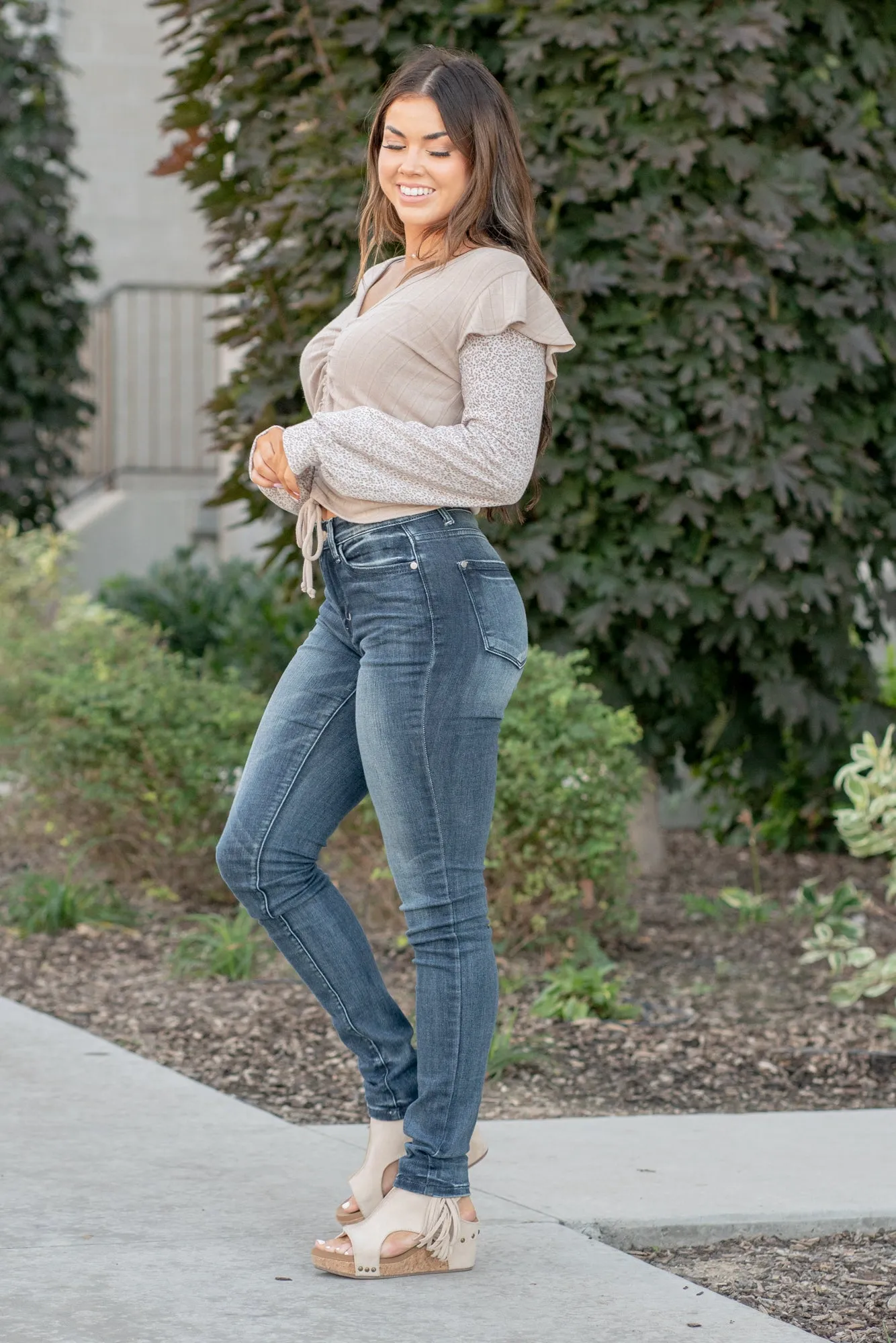Abigail Pin Tack Mid Rise Skinny (Long Option)