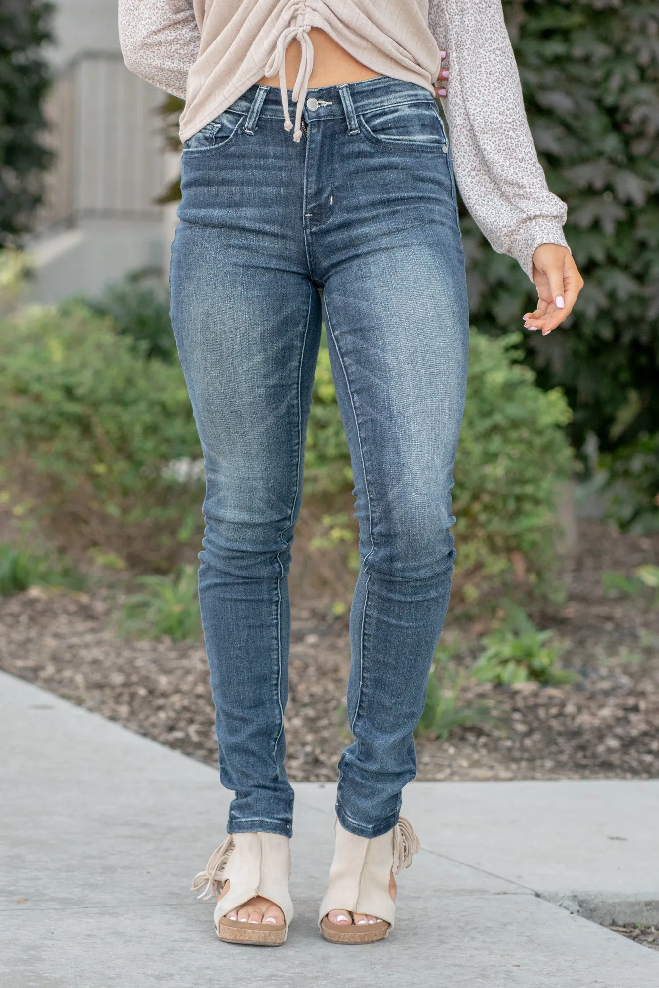 Abigail Pin Tack Mid Rise Skinny (Long Option)