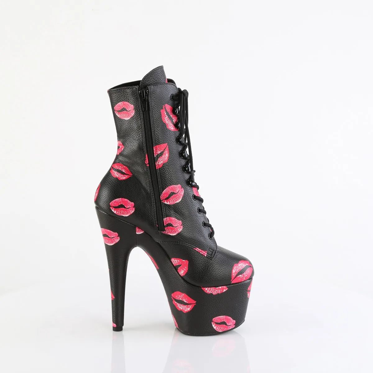 ADORE-1020 KISSES  Black Faux Leather/Black Faux Leather