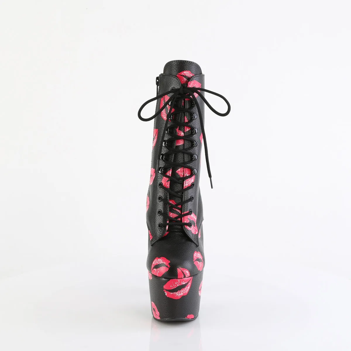 ADORE-1020 KISSES  Black Faux Leather/Black Faux Leather