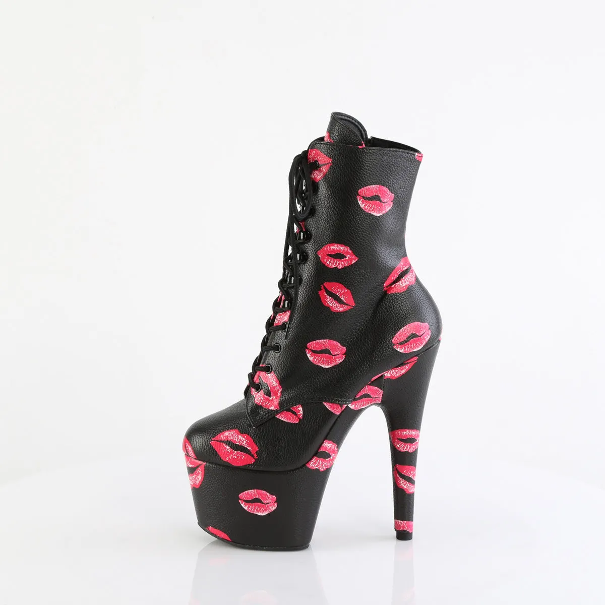 ADORE-1020 KISSES  Black Faux Leather/Black Faux Leather