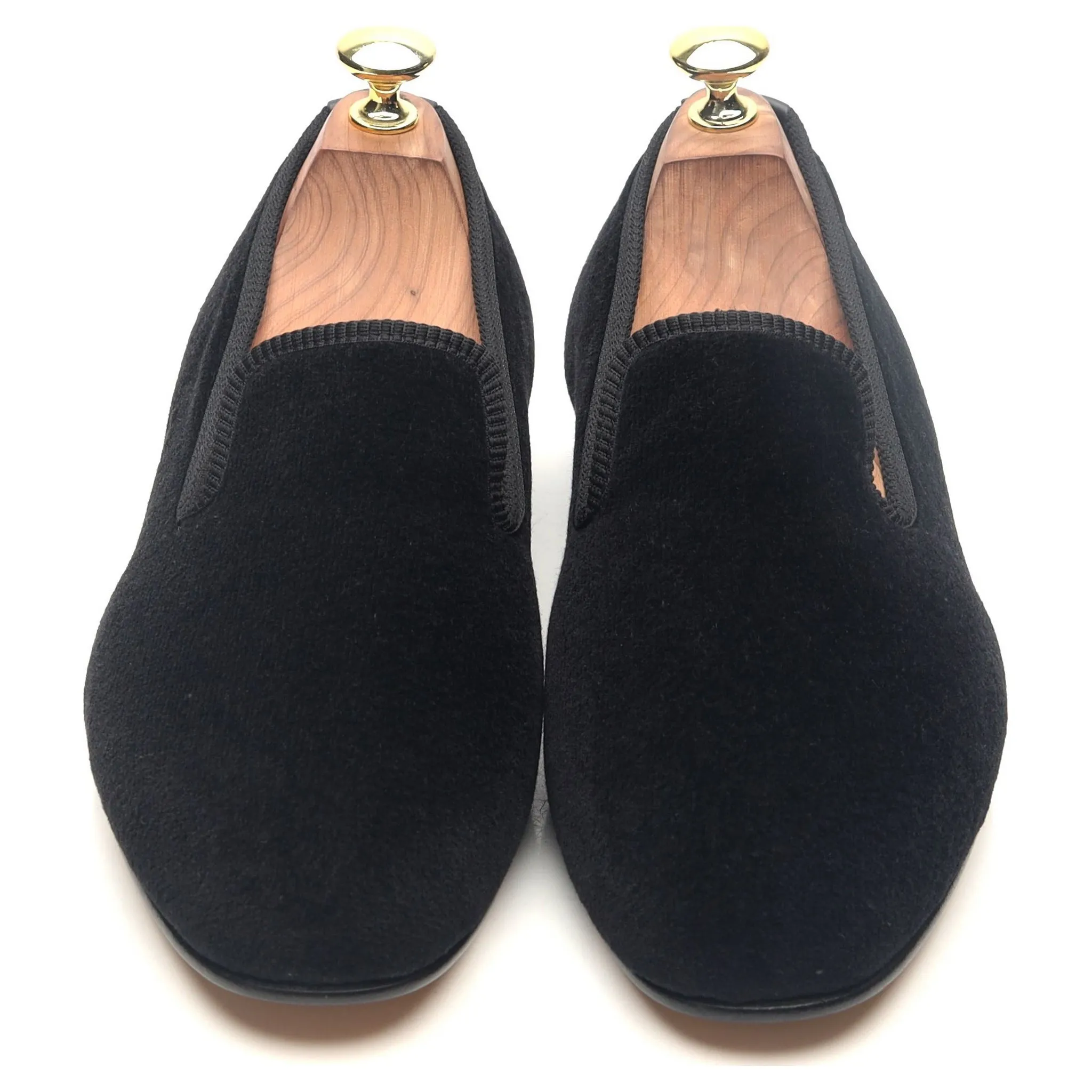 'Albert' Black Velvet Slippers UK 7