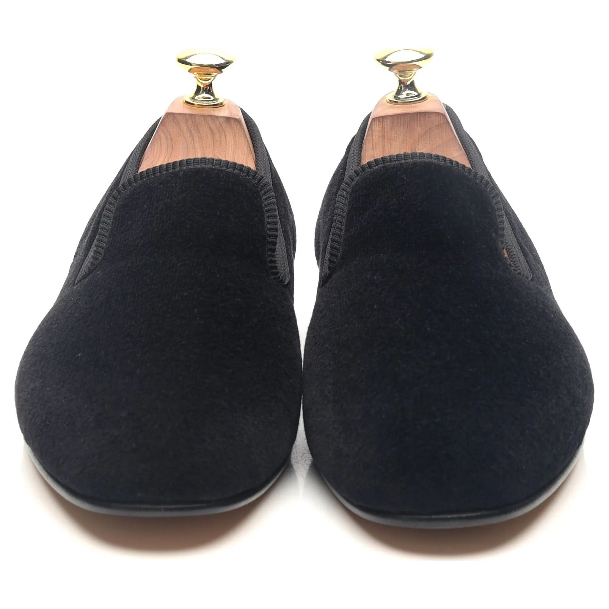 'Albert' Black Velvet Slippers UK 7