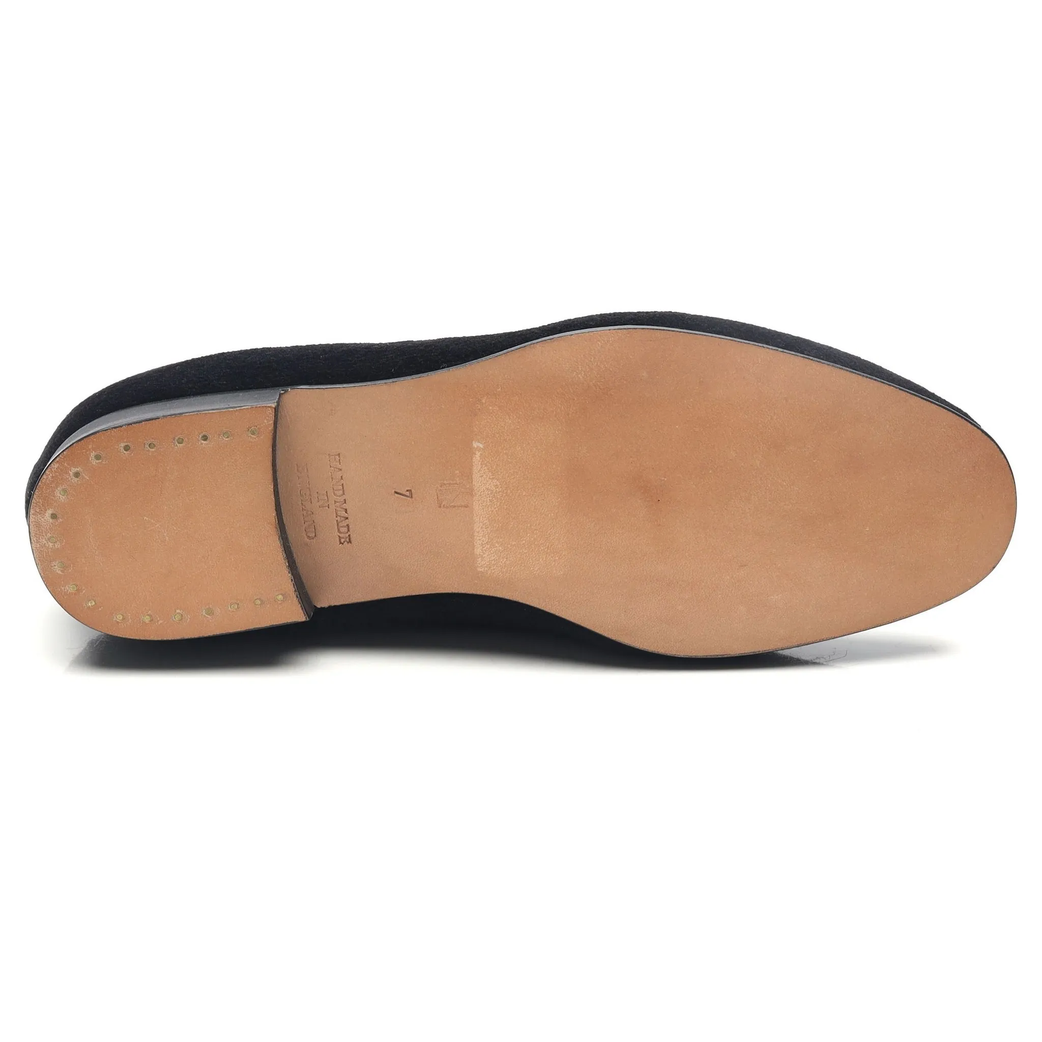 'Albert' Black Velvet Slippers UK 7