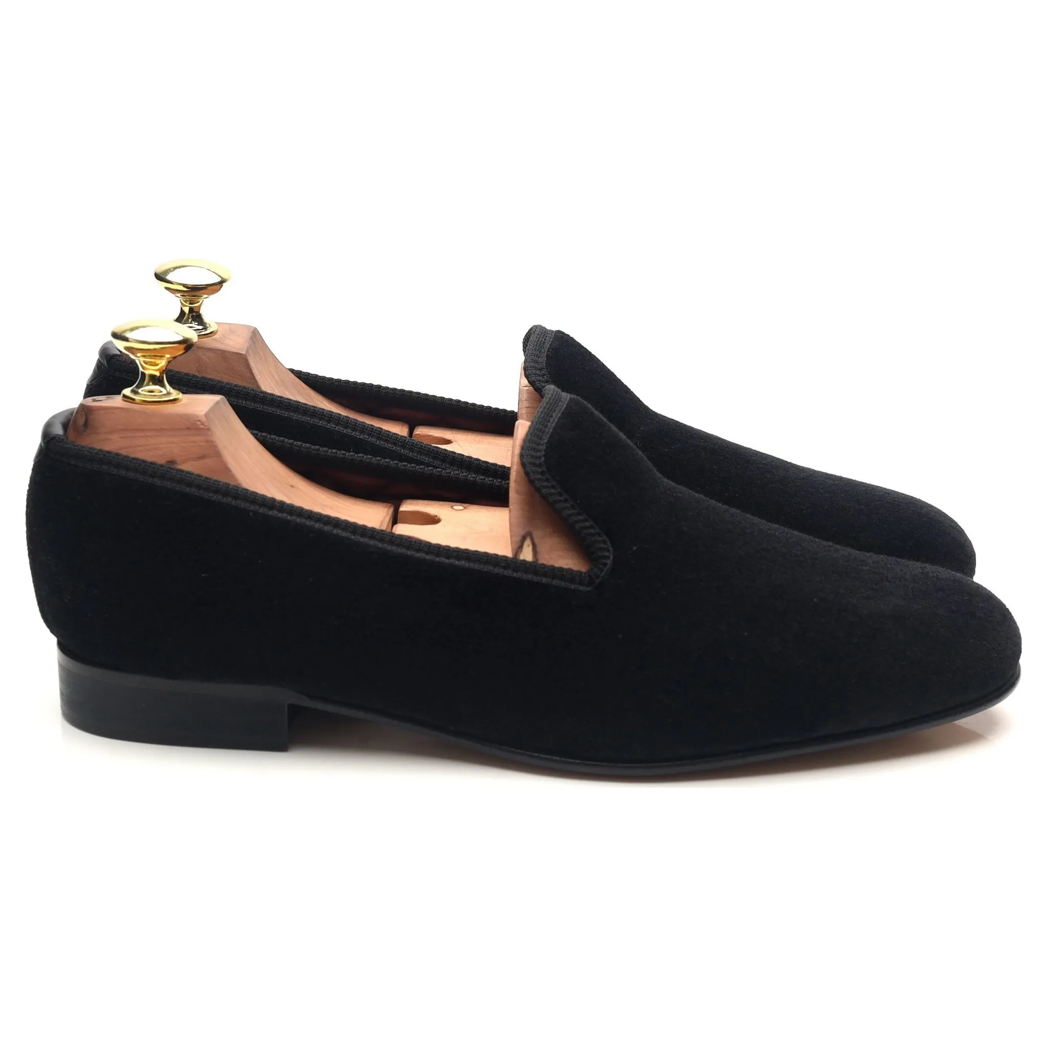 'Albert' Black Velvet Slippers UK 7