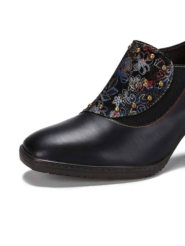 Araceli Retro Leather Hand-painted Shoes