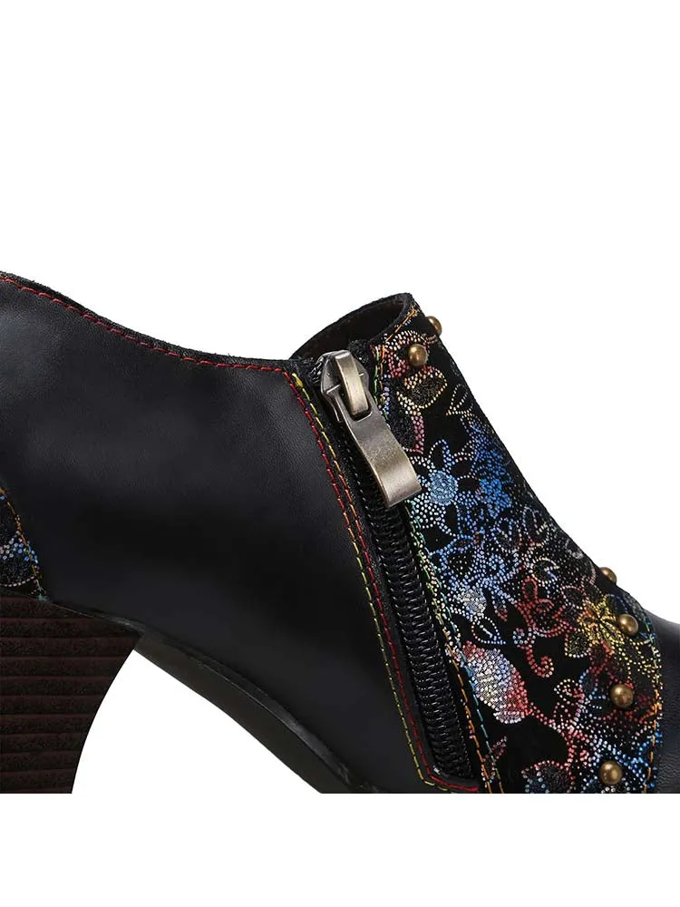 Araceli Retro Leather Hand-painted Shoes