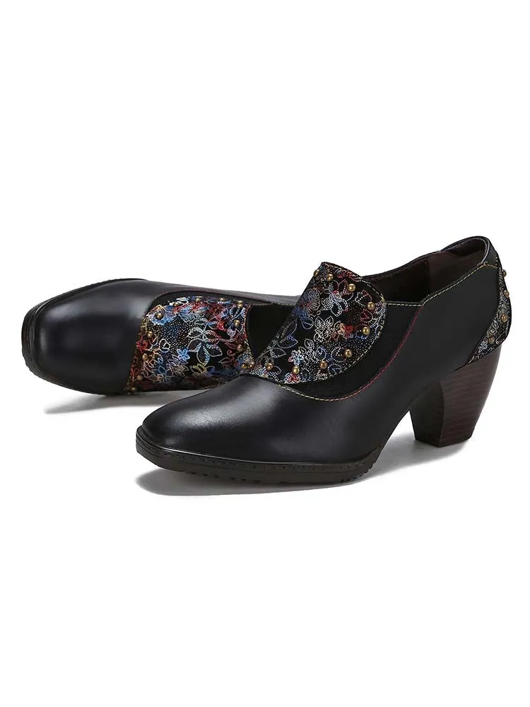 Araceli Retro Leather Hand-painted Shoes