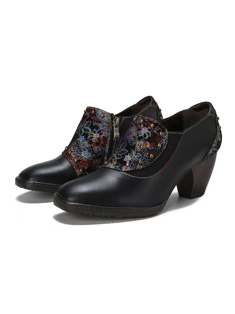Araceli Retro Leather Hand-painted Shoes