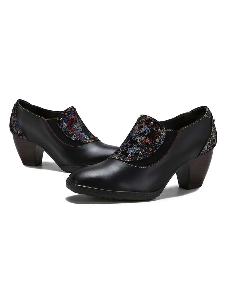 Araceli Retro Leather Hand-painted Shoes