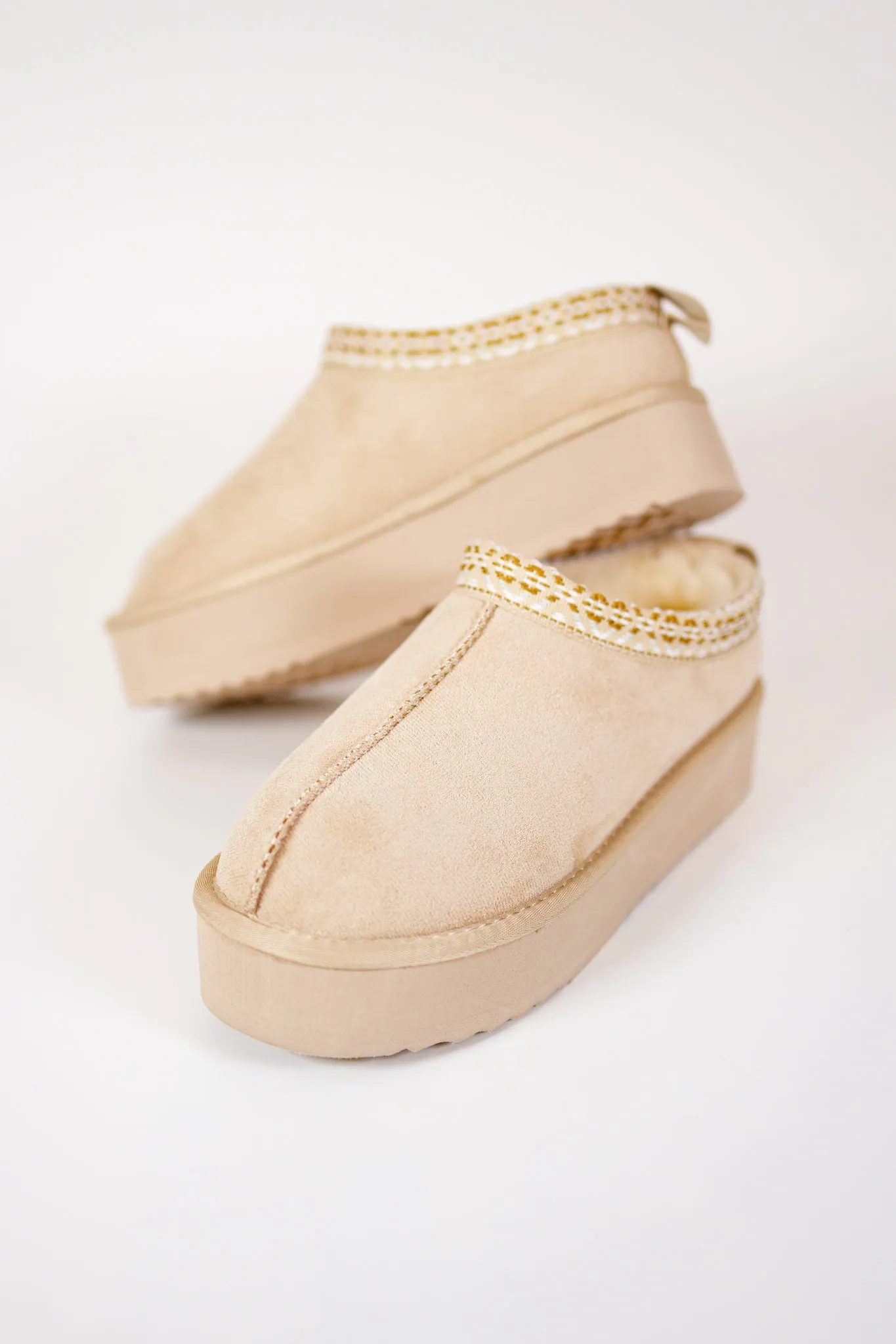 Beige Platform Slippers
