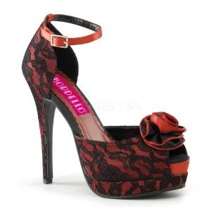 BELLA-17  Red Satin-Black Lace