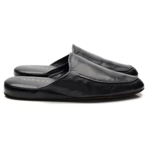 'Birch' Black Leather Slippers UK 6