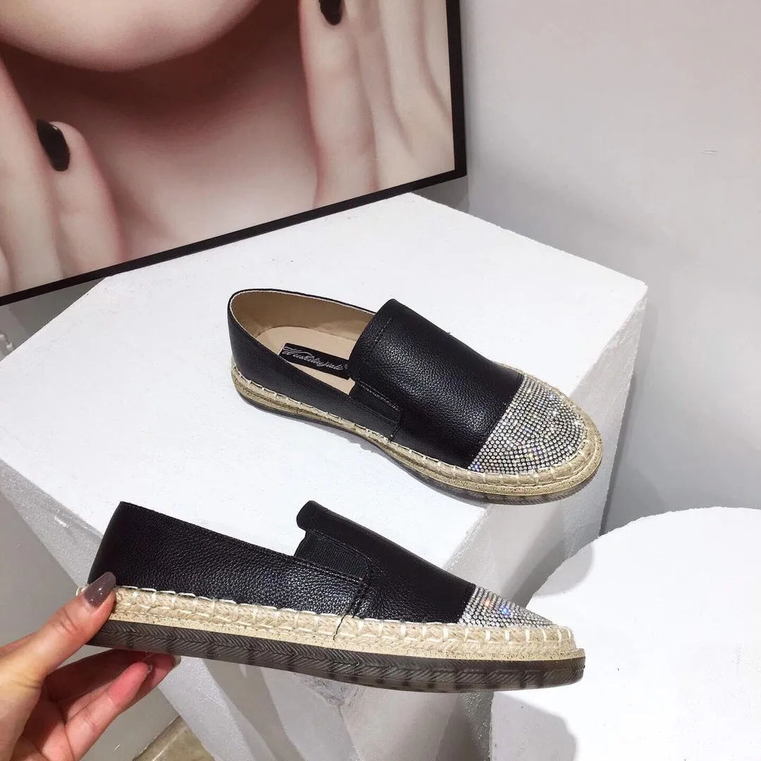 Bling Toe Cap Rope Flats