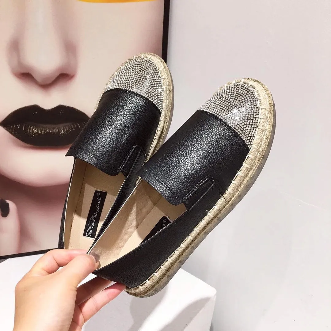 Bling Toe Cap Rope Flats