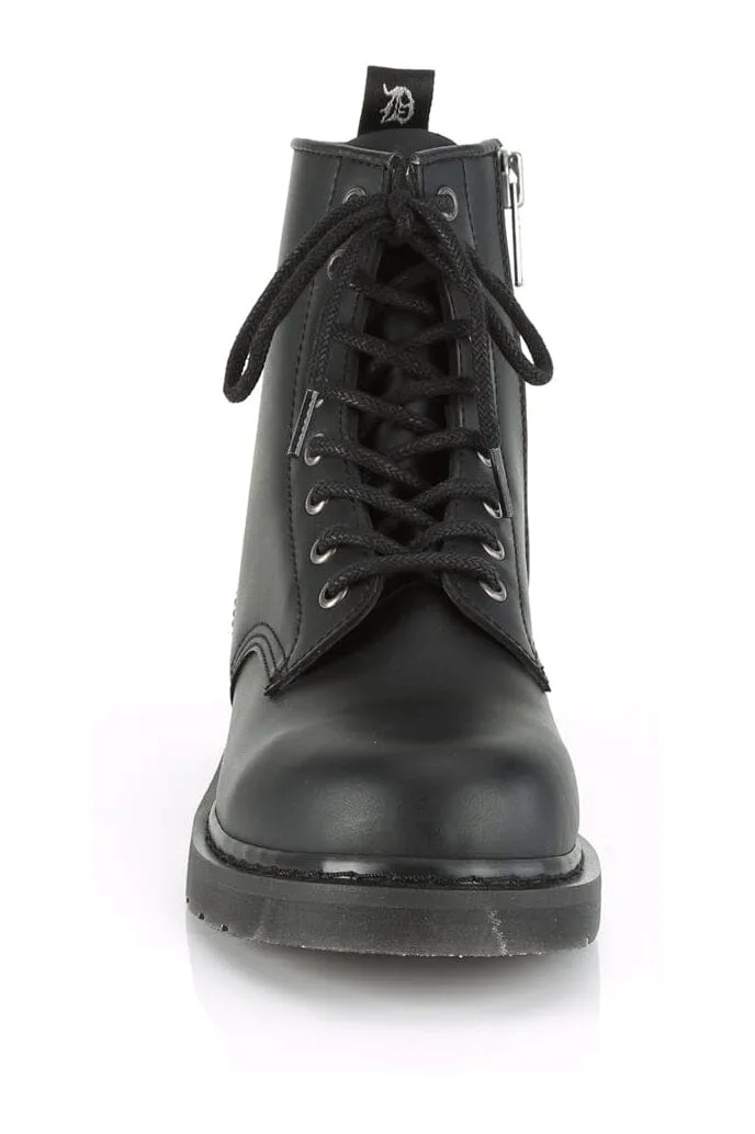 BOLT-100 Black Vegan Leather Knee Boot