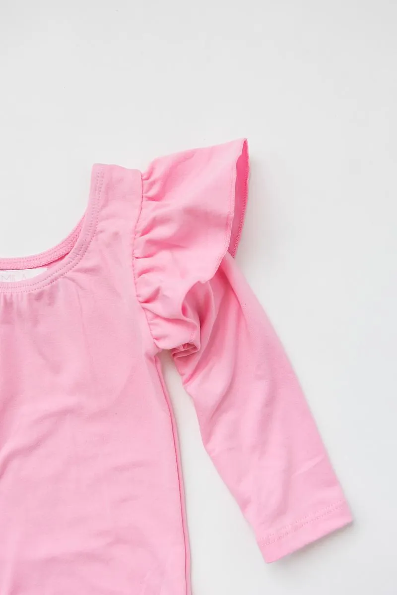 Bubblegum Pink L/S Flutter Sleeve Leotard