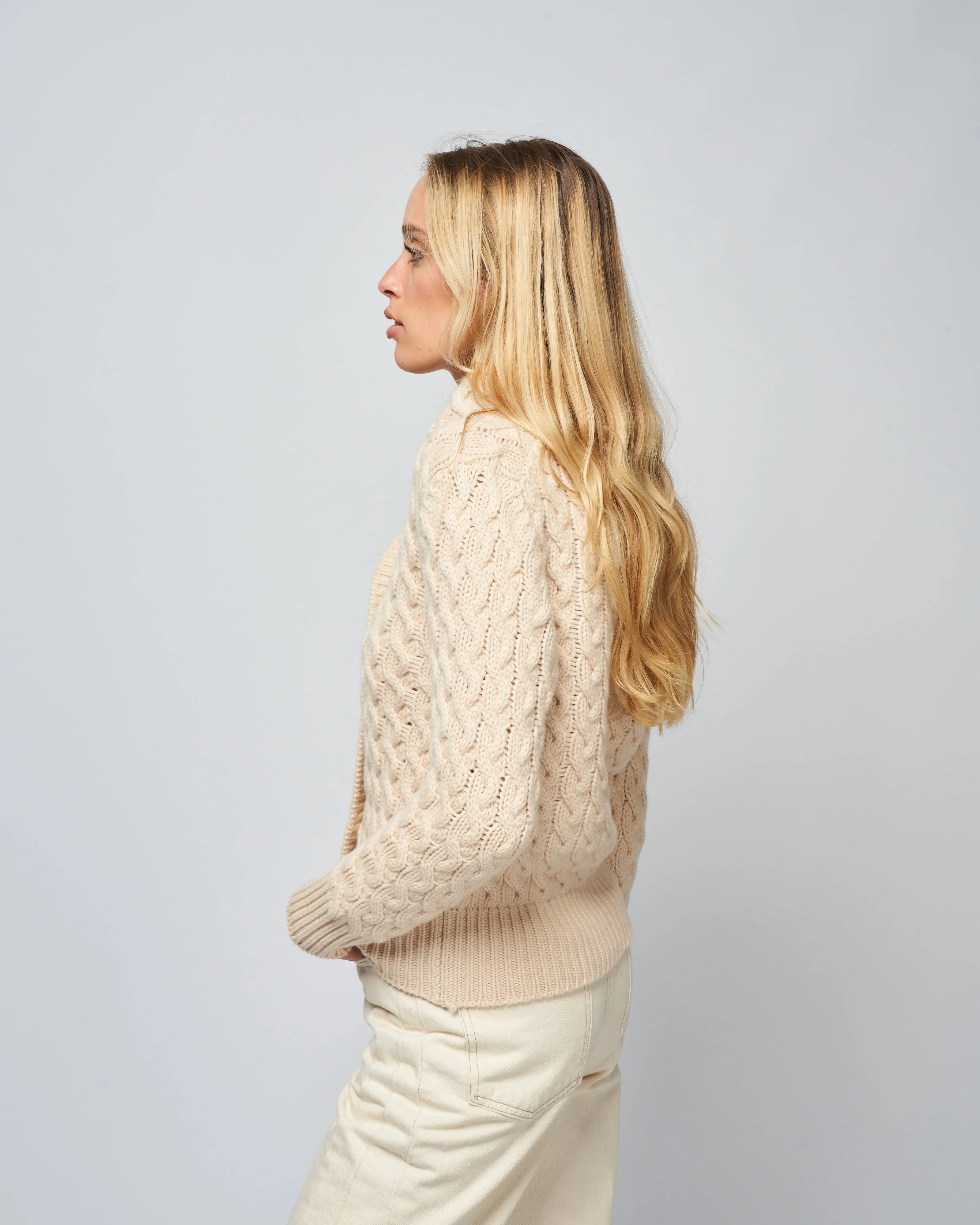 cashmere zipped cardigan - cream
