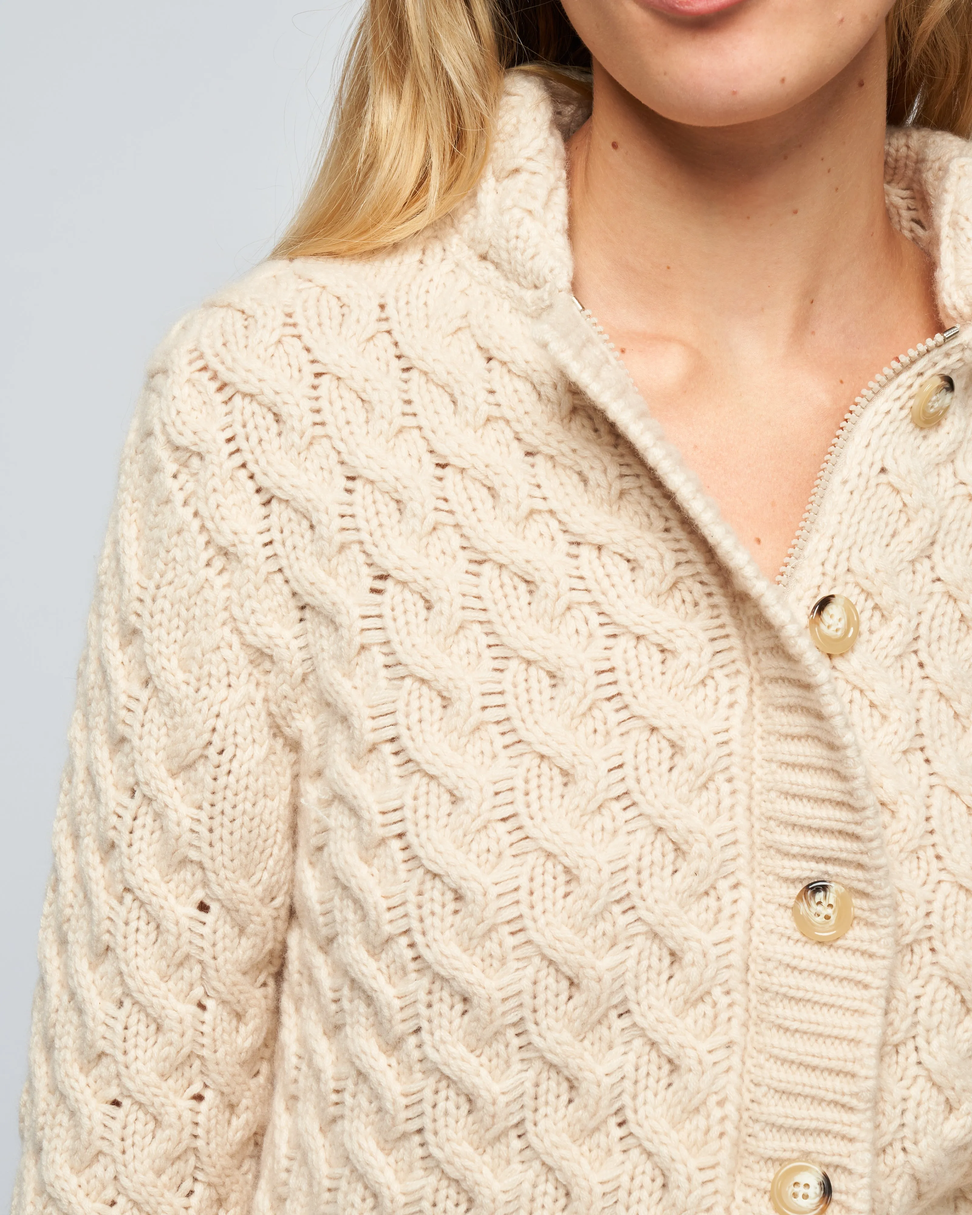 cashmere zipped cardigan - cream