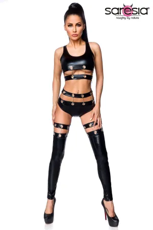 Chain Detail Wet Look 3 Piece Set