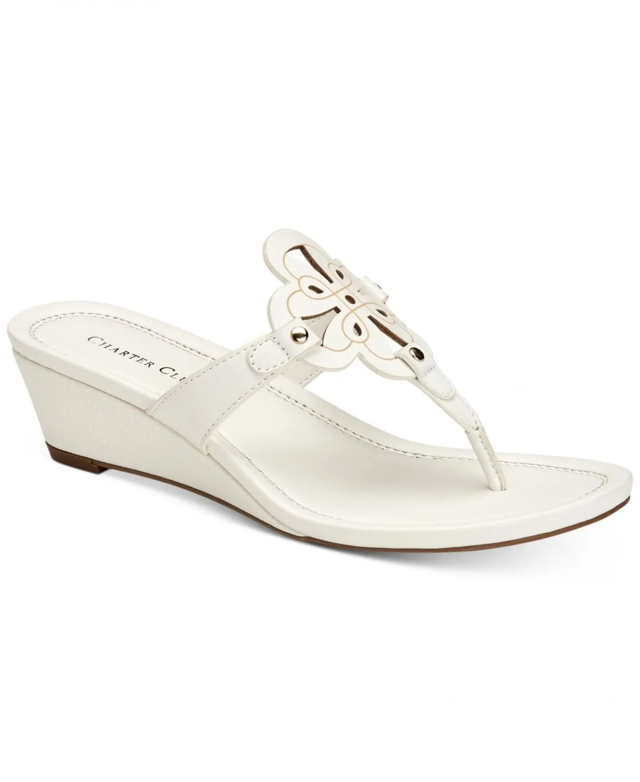 Charter Club Damask Womens Penelopee Slides Wedge Sandals 10009958900 White 6.5M