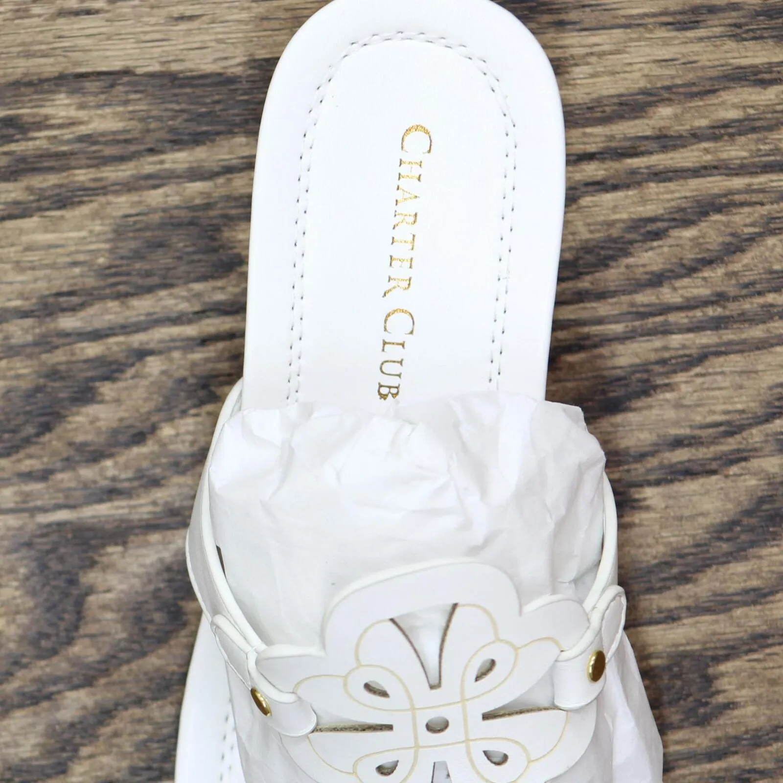 Charter Club Damask Womens Penelopee Slides Wedge Sandals 10009958900 White 6.5M