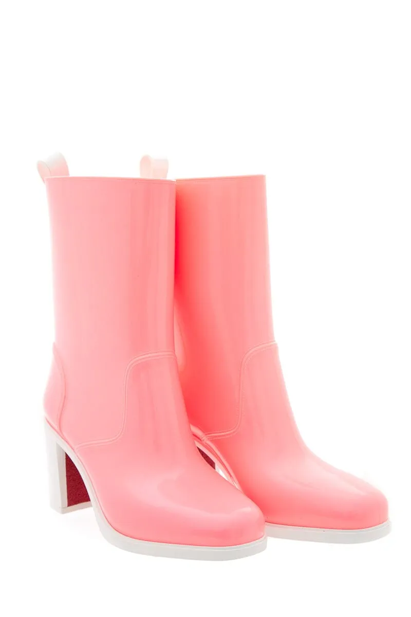 Christian Louboutin Pink Rubber Rain Booties SZ 39