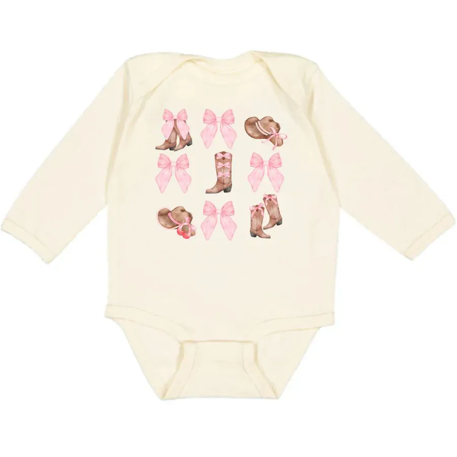 Coquette Cowgirl Long Sleeve Bodysuit - Natural