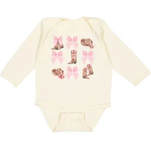 Coquette Cowgirl Long Sleeve Bodysuit - Natural