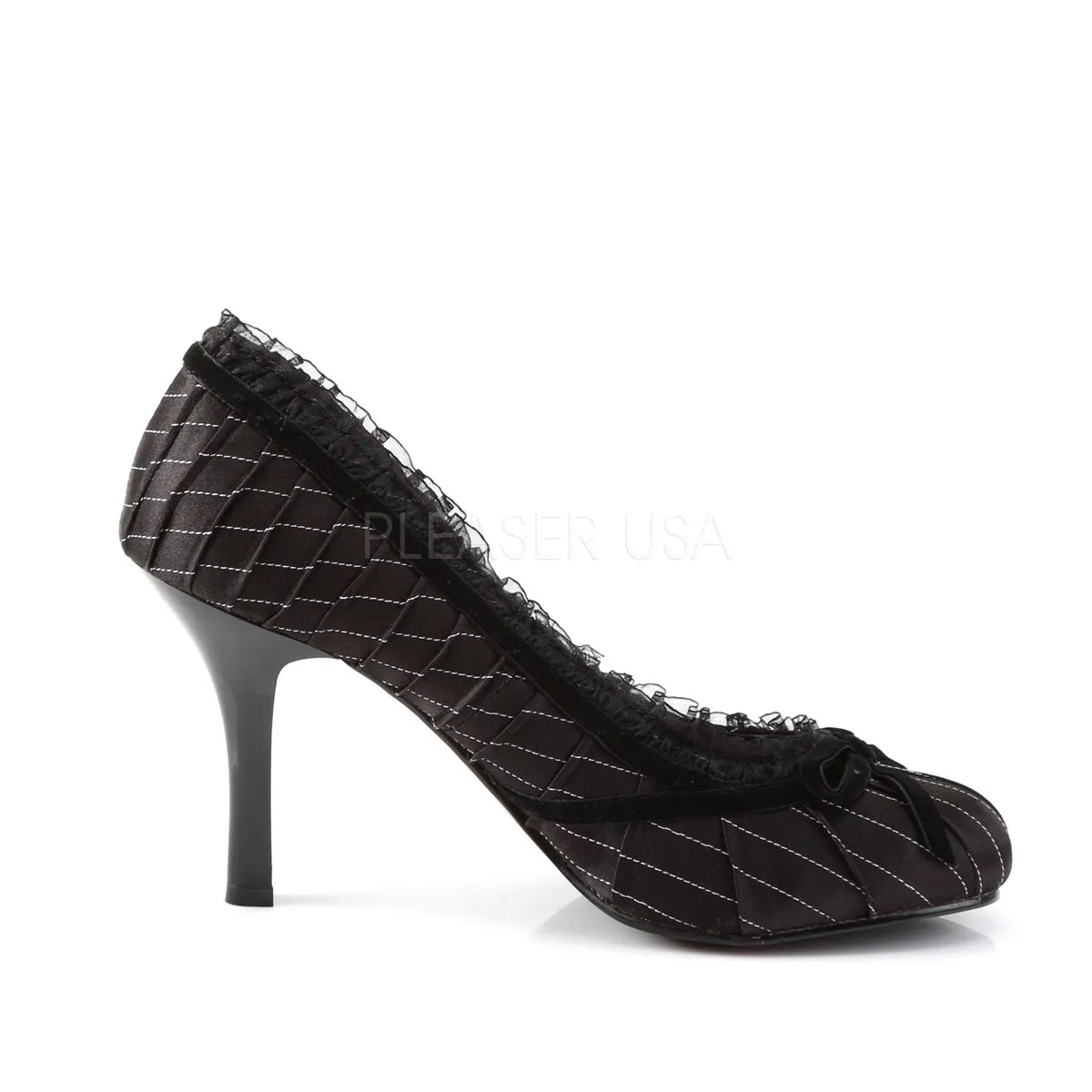 DAINTY-420  Black Pinstripes Satin