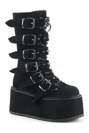 DAMNED-225 Demonia Knee Boot | Black Velvet
