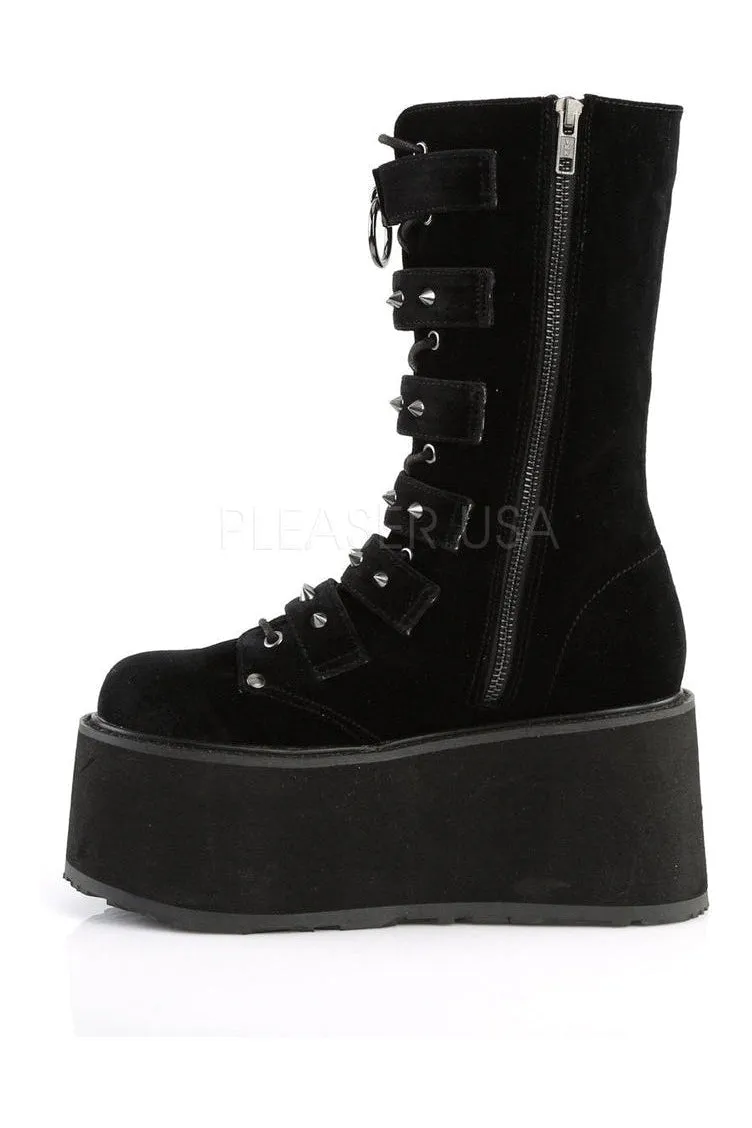 DAMNED-225 Demonia Knee Boot | Black Velvet