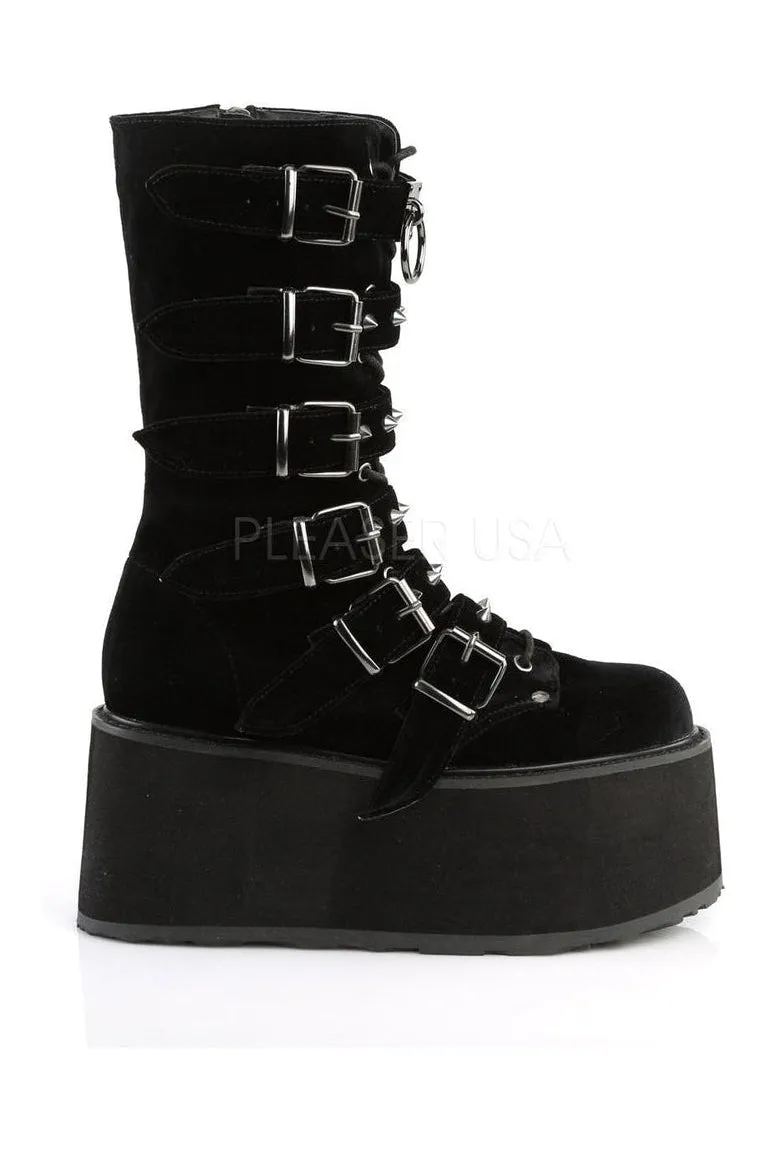 DAMNED-225 Demonia Knee Boot | Black Velvet