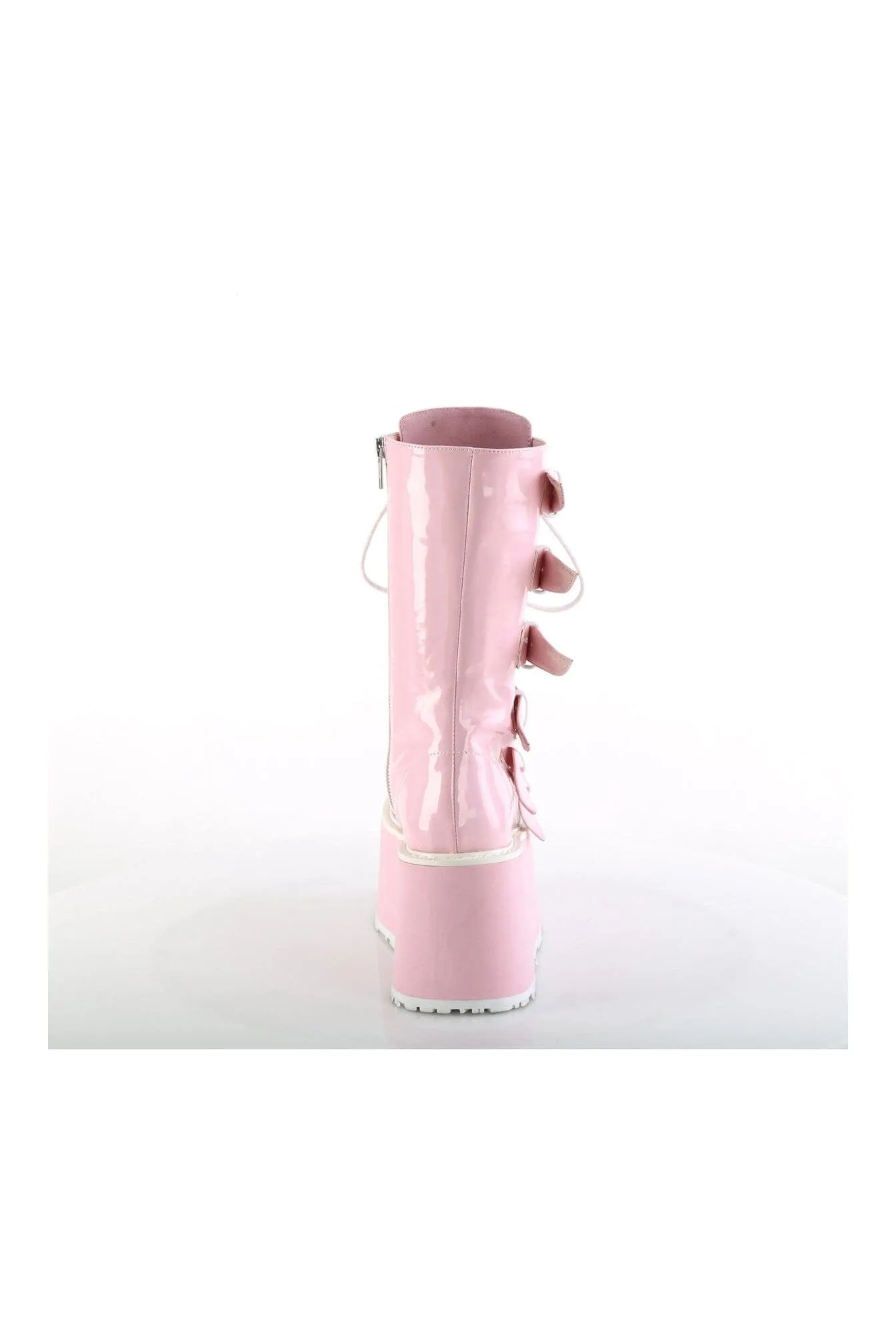 DAMNED-225 Pink Hologram Patent Knee Boot