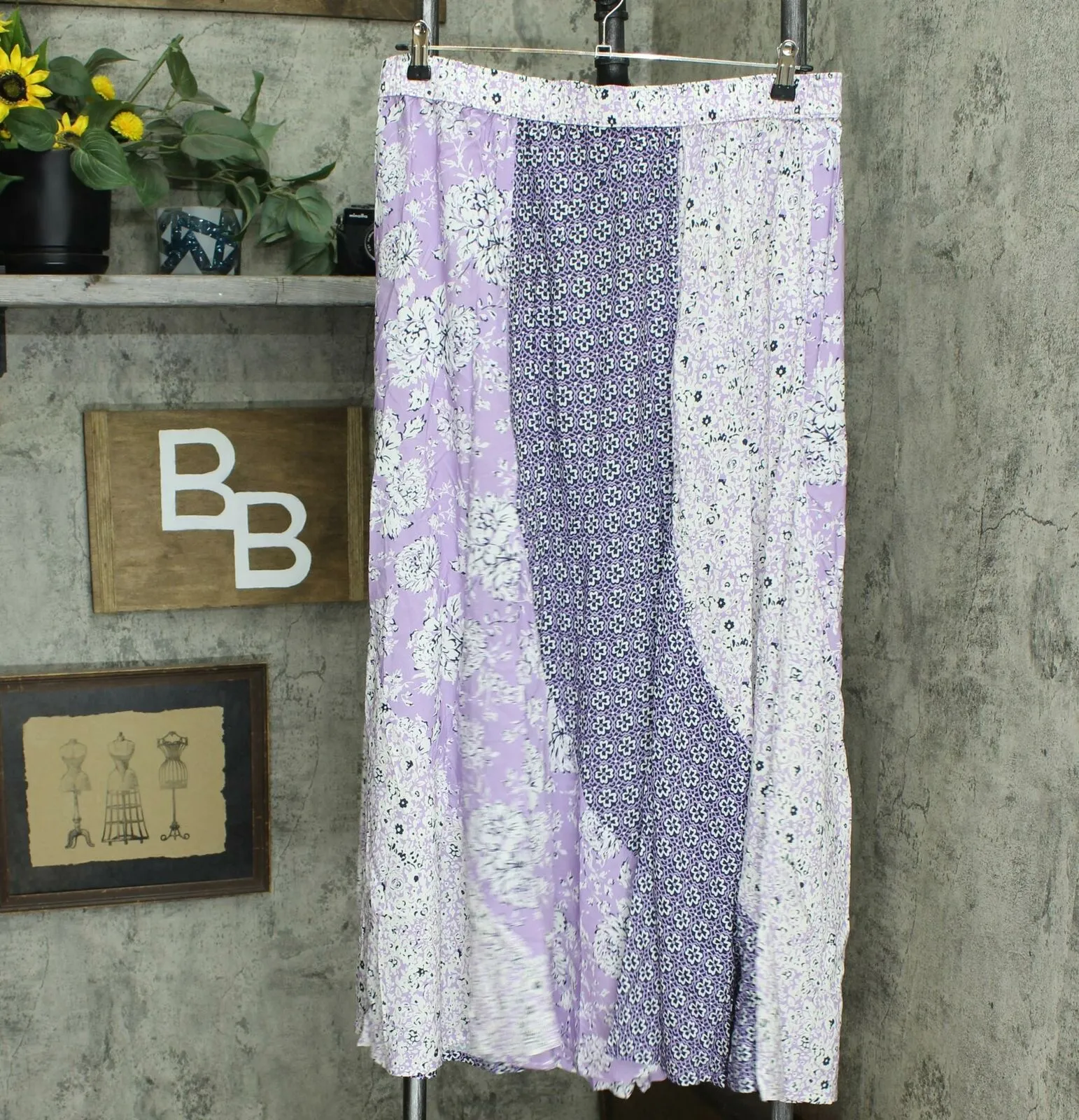DG2 by Diane Gilman Plus Size Patchwork Maxi Skirt