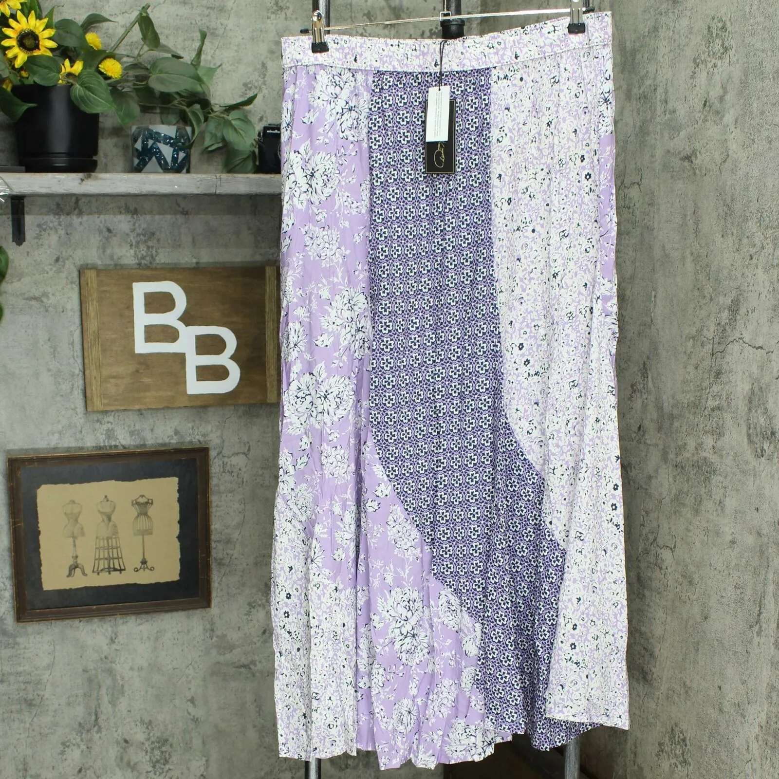DG2 by Diane Gilman Plus Size Patchwork Maxi Skirt