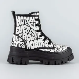 Dámske topánky Buffalo Aspha Rld Laceup Mid Black Aop