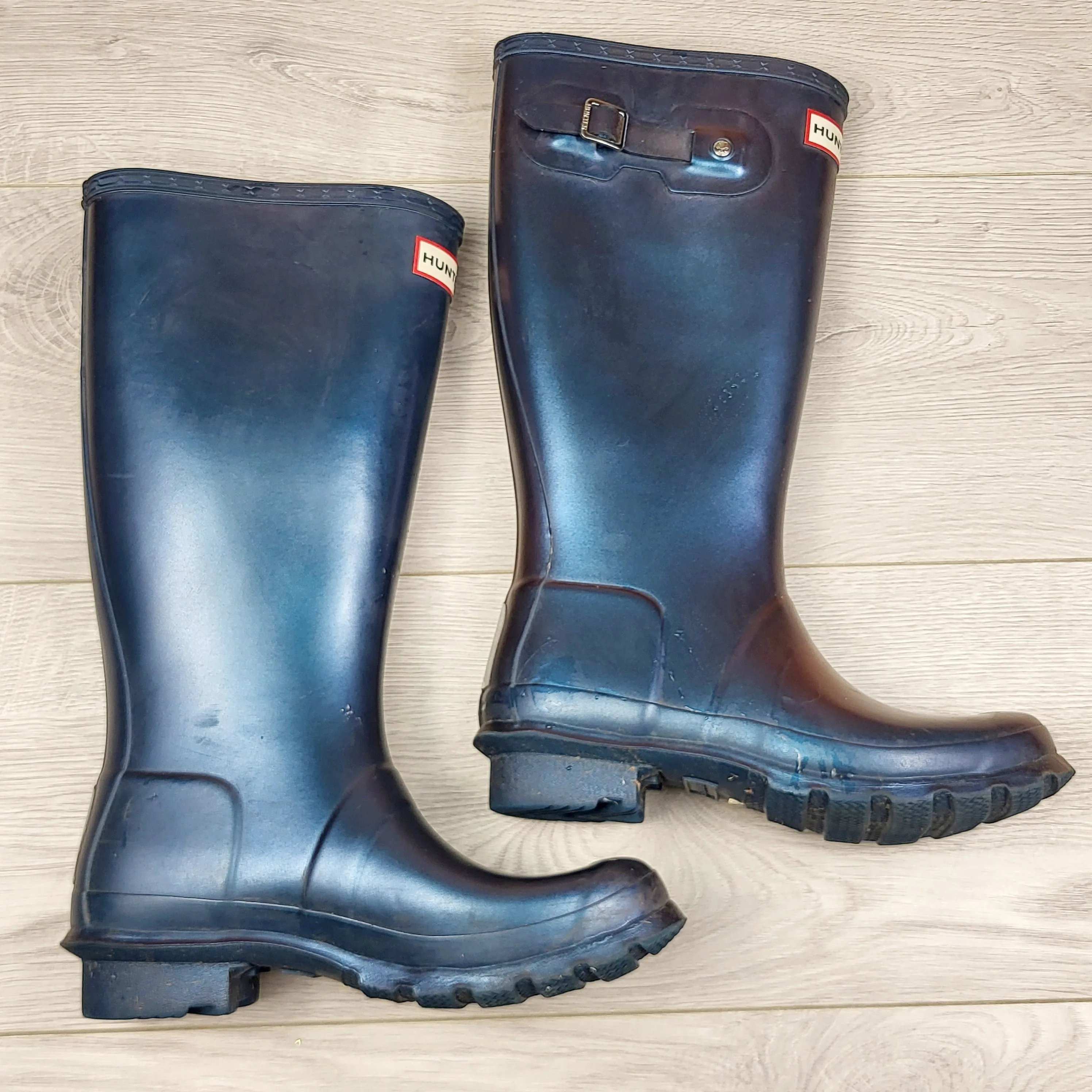 DPAR1 - Hunter Kids Nebula Stornoway Blue Rain Boots. Girls size 5 (big kid)