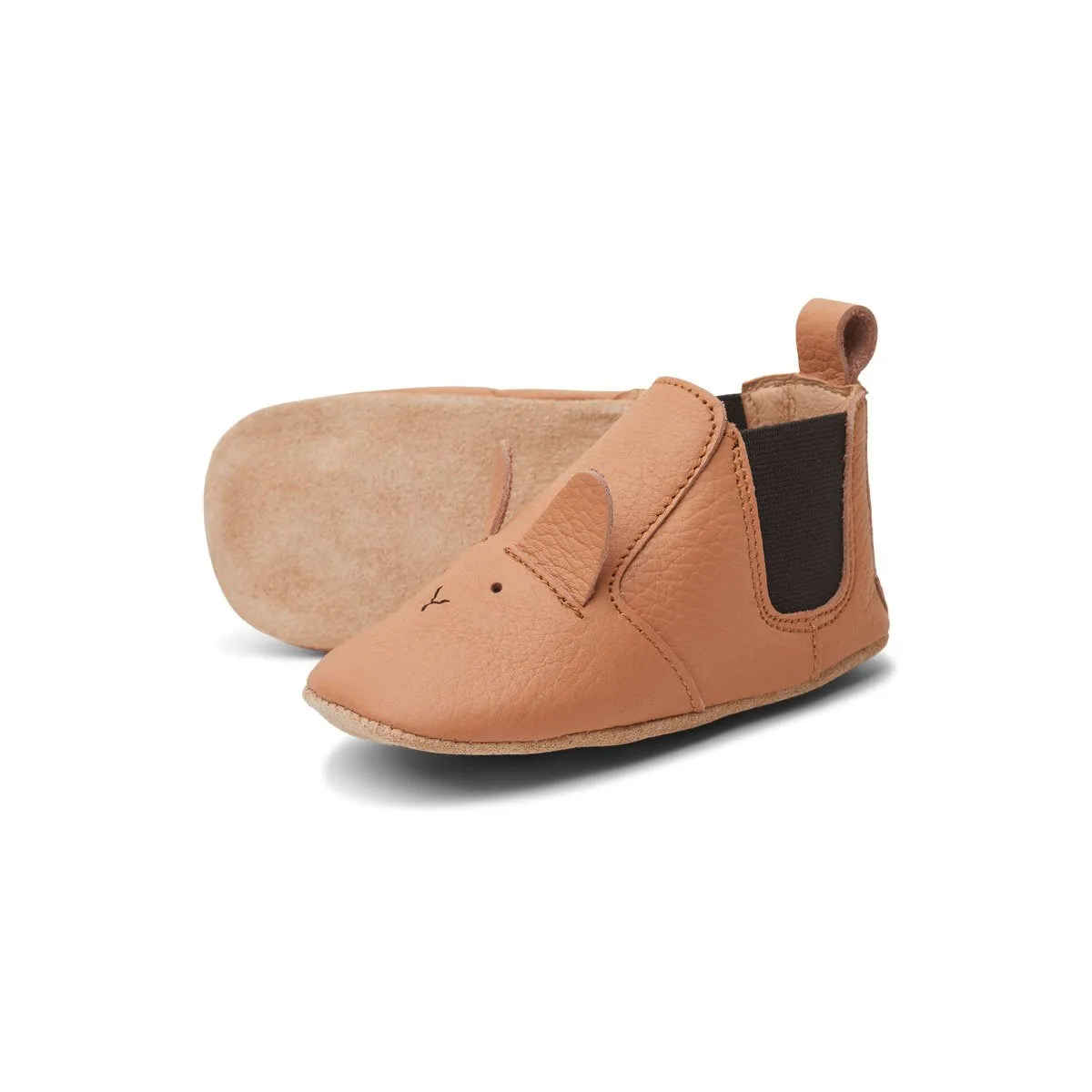 Edith Leather Slippers - Rabbit tuscany rose
