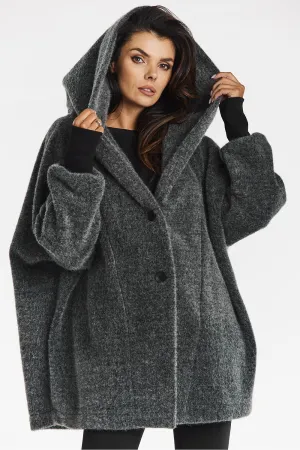 Elegant Hooded Kimono Coat