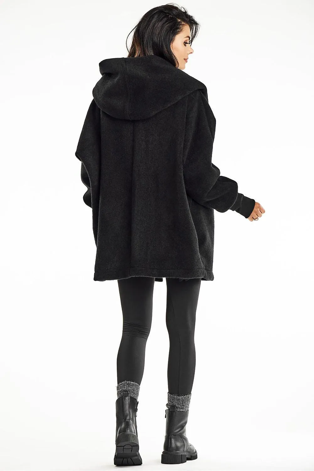 Elegant Hooded Kimono Coat
