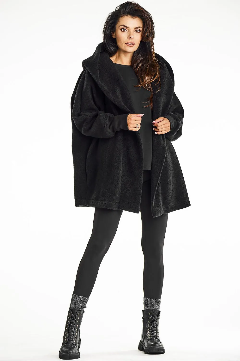 Elegant Hooded Kimono Coat