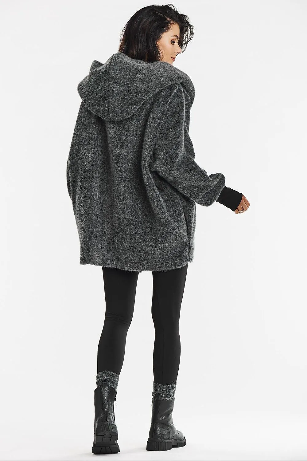 Elegant Hooded Kimono Coat
