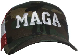 Embroidered Trump MAGA 6 Panel Trucker Cap W/Snapback