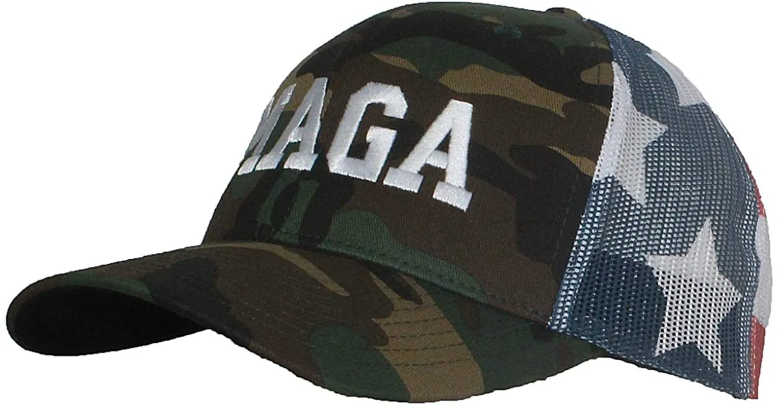 Embroidered Trump MAGA 6 Panel Trucker Cap W/Snapback