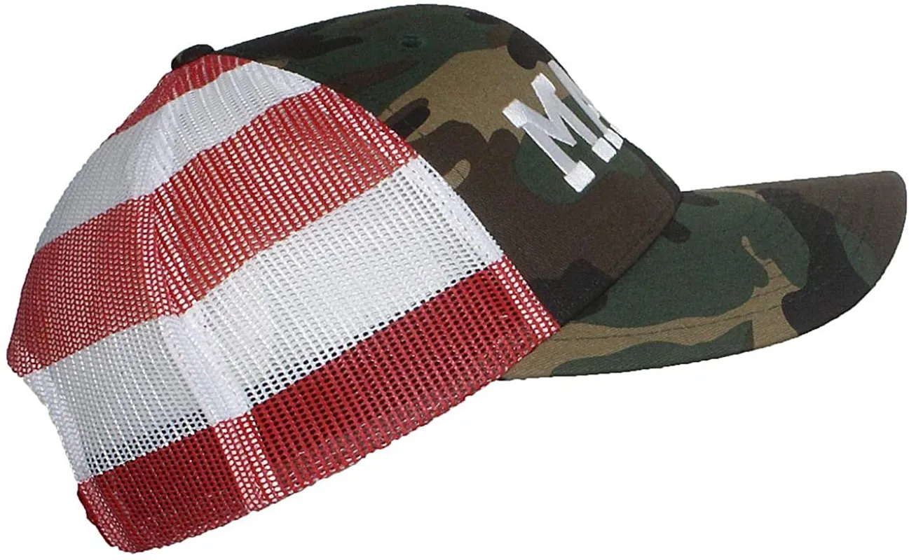 Embroidered Trump MAGA 6 Panel Trucker Cap W/Snapback