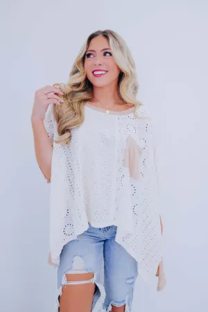Enchanting Washed Eyelet Oversized Top By Oli & Hali - 3 Colors